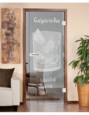 Ganzglastür Caipirinha Gelasert Auf Klarglas