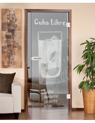 Ganzglastür Cuba Libre Gelasert Auf Klarglas