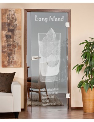 Ganzglastür Long Island Gelasert Auf Klarglas