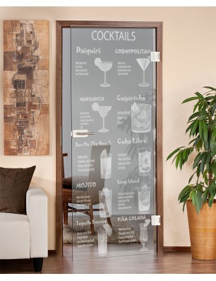 Ganzglastür Cocktails Gelasert Auf Klarglas