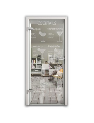 Ganzglastür Cocktails Gelasert Auf Klarglas