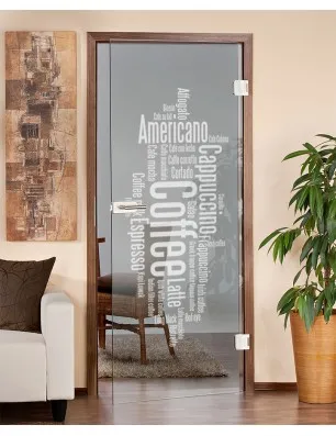 Ganzglastür Coffee Gelasert Auf Klarglas