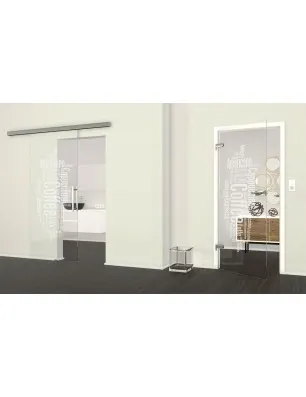 Ganzglastür Coffee Gelasert Auf Klarglas