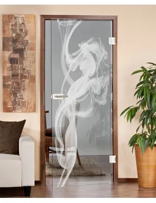 Ganzglastür Rauch Gelasert Auf Klarglas