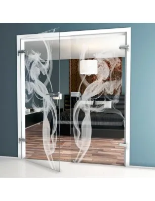 Ganzglastür Rauch Gelasert Auf Klarglas