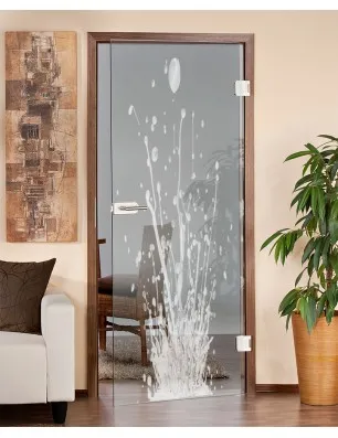 Ganzglastür Splash Gelasert Auf Klarglas