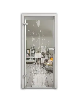 Ganzglastür Splash Gelasert Auf Klarglas