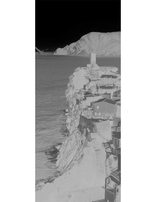 Ganzglastür Mediteranes Dorf Gelasert Auf Klarglas