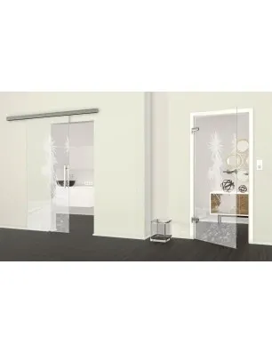 Ganzglastür Palmen Gelasert Auf Klarglas