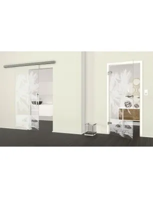 Ganzglastür Palmen II Gelasert Auf Klarglas