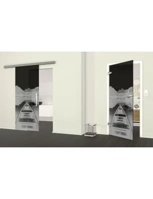 Ganzglastür Boot Gelasert Auf Grauglas