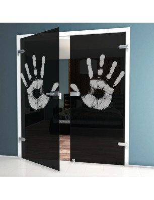 Ganzglastür Hand Gelasert Auf Grauglas