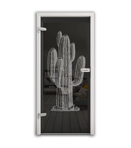 Ganzglastür Kaktus Gelasert Auf Grauglas