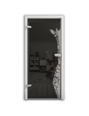 Ganzglastür Giraffe Gelasert Auf Grauglas