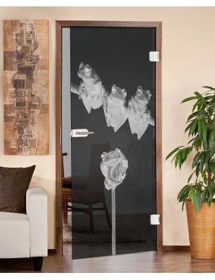 Ganzglastür Frösche Gelasert Auf Grauglas