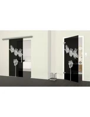 Ganzglastür Frösche Gelasert Auf Grauglas