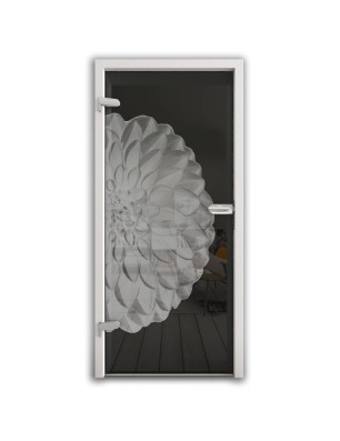 Ganzglastür Blume 8 Gelasert Auf Grauglas