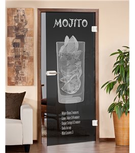 Ganzglastür Mojito Gelasert Auf Grauglas