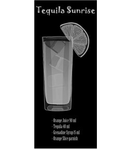 Ganzglastür Tequila Sunrise Gelasert Auf Grauglas