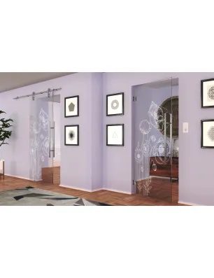 Pendeltür Blume 10 Gelasert Auf Klarglas