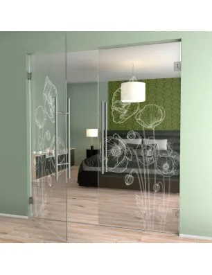 Pendeltür Blume 10 Gelasert Auf Klarglas