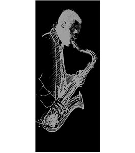 Pendeltür Saksofonist Gelasert Auf Klarglas