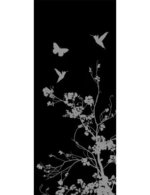 Pendeltür Birds Gelasert Auf Klarglas