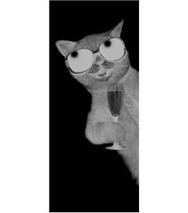 Pendeltür Drinking Cat Gelasert Auf Klarglas