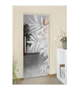 Pendeltür Blätter Gelasert Auf Klarglas