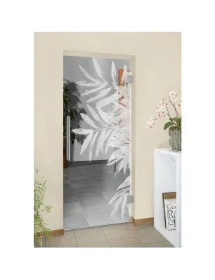 Pendeltür Blätter Gelasert Auf Klarglas