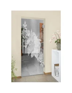 Pendeltür Rose Gelasert Auf Klarglas