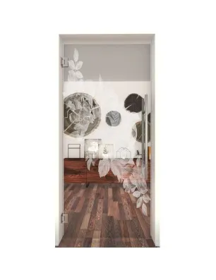 Pendeltür Rose Gelasert Auf Klarglas