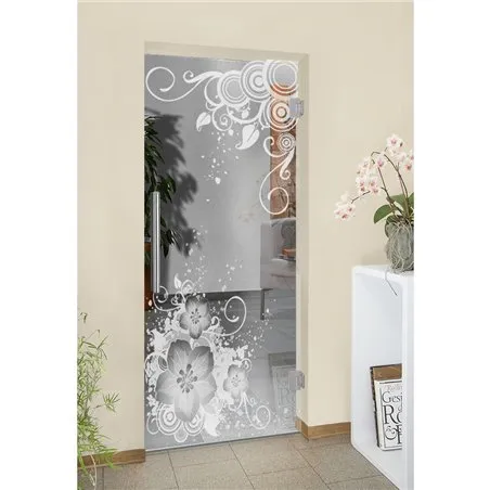 Pendeltür Blume 11 Gelasert Auf Klarglas