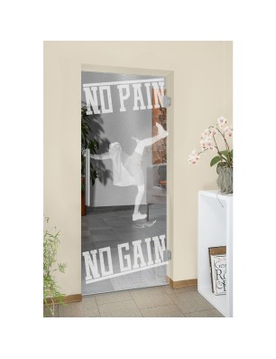 Pendeltür No pain No Gain Gelasert Auf Klarglas