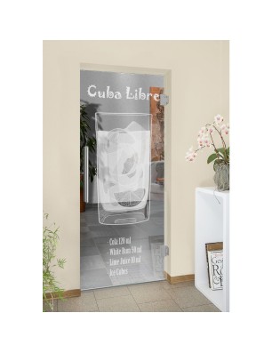 Pendeltür Cuba Libre Gelasert Auf Klarglas