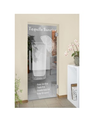 Pendeltür Tequila Sunrise Gelasert Auf Klarglas