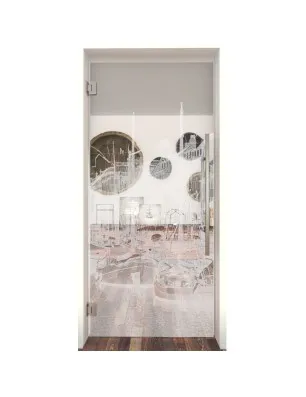 Pendeltür Hafen Gelasert Auf Klarglas