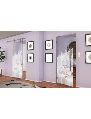 Pendeltür Hafen Gelasert Auf Klarglas