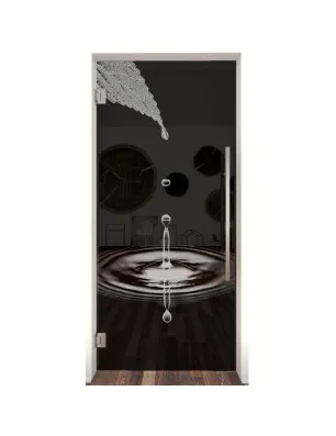 Pendeltür Tropfen II Gelasert Auf Grauglas