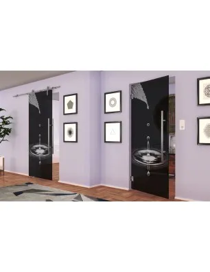 Pendeltür Tropfen II Gelasert Auf Grauglas