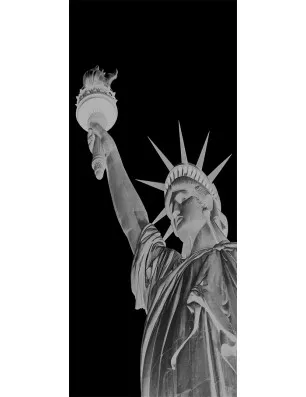 Pendeltür Freiheitsstatue Gelasert Auf Grauglas