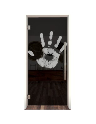 Pendeltür Hand Gelasert Auf Grauglas