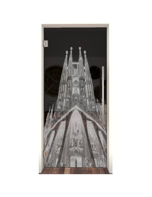 Pendeltür Barcelona Gelasert Auf Grauglas