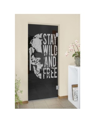 Pendeltür Wild and Free Gelasert Auf Grauglas
