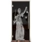 Pendeltür Justitia Gelasert Auf Grauglas Pendeltür Justitia Gelasert Auf Grauglas