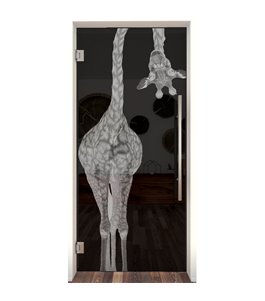 Pendeltür Giraffenhals Gelasert Auf Grauglas