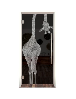 Pendeltür Giraffenhals Gelasert Auf Grauglas