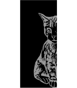 Pendeltür Katze Gelasert Auf Grauglas