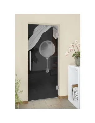 Pendeltür Olive Gelasert Auf Grauglas