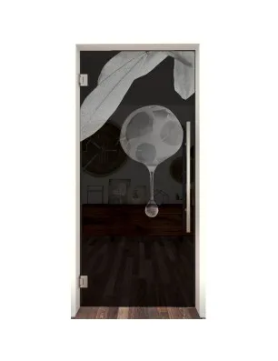 Pendeltür Olive Gelasert Auf Grauglas